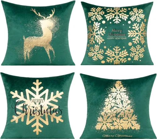 Vista 14 de All Smiles Fundas de Almohadas Decorativas Negras de Navidad Doradas Fundas de Navidad Decoraciones 12X20 Juego de 2 Decoración Interior Hogar