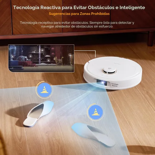 Vista 7 de roborock Qrevo S5V Robot Vacuum and Mop, FlexiArm Edge Mopping, 12,000Pa Suction, Dual Zero-Tangle System, Smart Obstacle Avoidance, 10mm Mop White