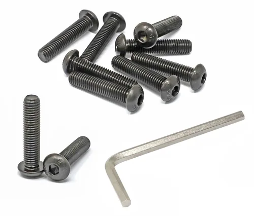 Vista 25 de iexcell 100 piezas de rosca M2.0.197 x 0.157 in paso de 0.018 in de acero aleado 10.9 grado hexagonal cabeza botón cabeza tornillo tornillo kit