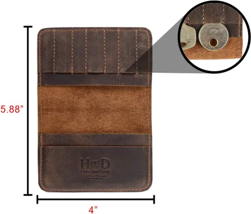 Vista 6 de Hide & Drink, Tarjetero de cuero y soporte para llaves, organizador de efectivo, cartera de bolsillo frontal, accesorios diarios, hecho a mano.