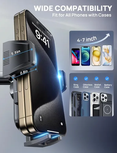 Vista 7 de Soporte ajustable para parabrisas de automóvil, soporte de tablero de ventosa para todos los teléfonos celulares, (+ gancho de ventilación)