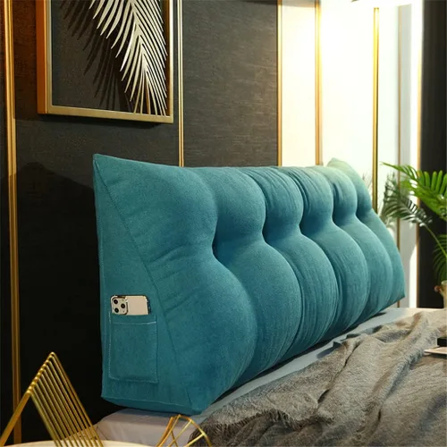 Vista 15 de Almohada grande triangular para cabecero con cuña y respaldo de posicionamiento, almohada de lectura, soporte de espalda, cojín lumbar para sofá