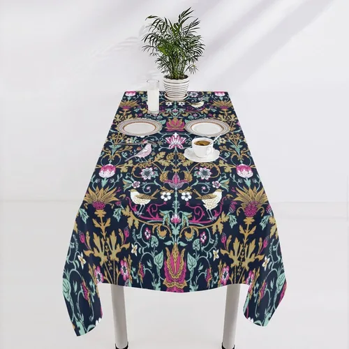 Vista 19 de Mantel Floral Retro de Pájaros, Diseño Original Bohemio William Morris Estampado Cubierta de Mesa para Hogar Picnic Fiesta Comedor Cocina William