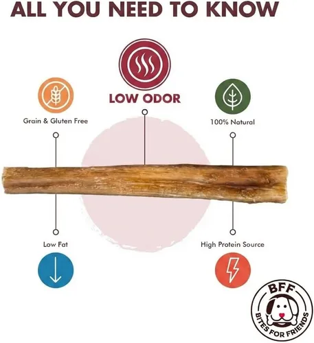 Vista 5 de Bites for Friends Bully Sticks Golosinas para perros de 6 pulgadas de larga duración, masticables naturales sin cereales sin gluten, golosinas