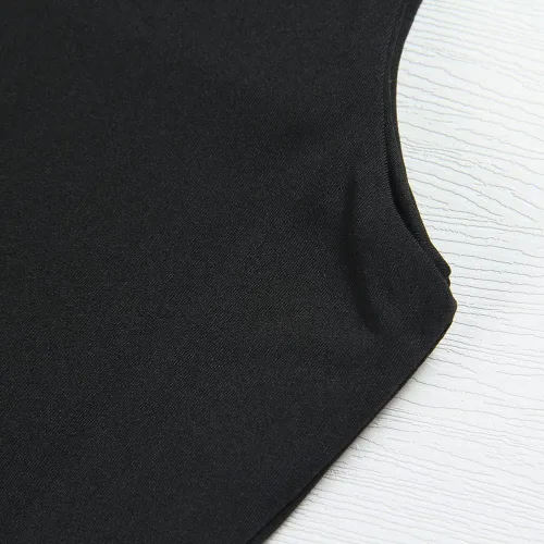Vista 4 de Artfish - Camiseta corta casual y básica con tirantes delgados y cuello cuadrado, para mujer, sin mangas, de doble capa, ombliguera
