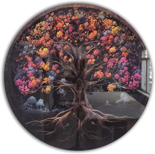 Vista 15 de Árbol de la vida, arte de pared de vidrio templado, pintura abstracta para pared, decoración del hogar, regalo de inauguración de la casa, colgantes