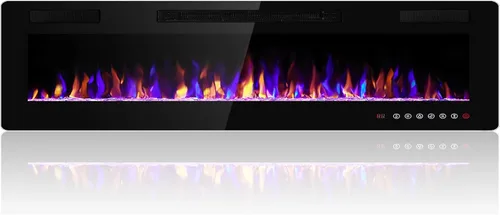 Vista 12 de Electactic - Chimenea eléctrica de 30 pulgadas para insertar ultradelgada - Chimenea calefactora empotrada y de montaje en pared con termostato