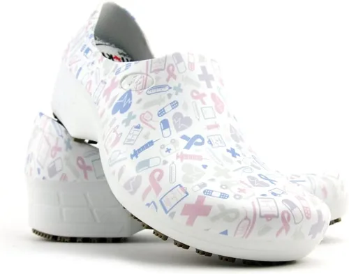 Vista 3 de Sticky Zapatos de enfermería coloridos estampados - Zapatos profesionales para mujer - Enfermeras veterinarias CNA LPN RN - Impermeable