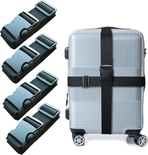 Vista 8 de 2 PIEZAS Correas de Equipaje 78" x 2" Correas de Maleta Anchas Ajustables Correas de Embalaje Accesorios de Viaje, Negro 2 piezas negro