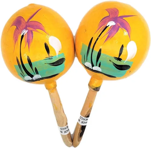 Vista 4 de Maracas de madera auténtica mexicana genuina hechas a mano de 8 pulgadas (10 pares (5 colores) 20 maracas) pintadas a mano. Madera. Generador