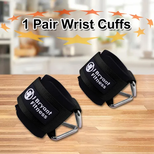 Vista 6 de J Bryant Muñequeras de fitness para máquinas de cable, correas de muñeca ajustables resistentes con acolchado de neopreno de 0.276 in