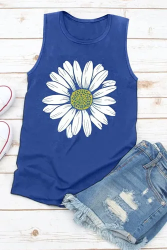 Vista 3 de Asvivid - Camisetas sin mangas para mujer, holgada, con cuello redondo, estampado de letras, diente de león, para verano, casuales
