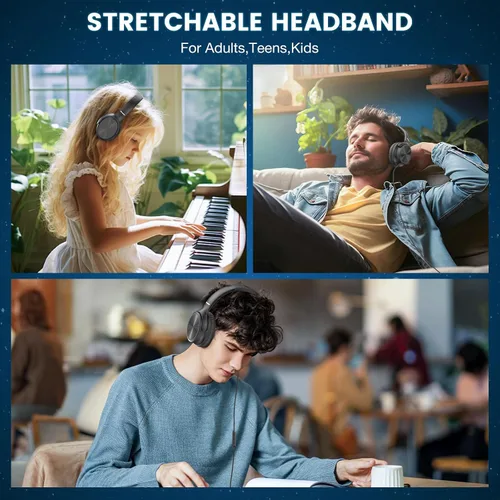 Vista 8 de Cowyawn Auriculares USB C con cable, auriculares USB C con cable con micrófono, control de volumen, sonido estéreo HD, auriculares USB tipo C Negro