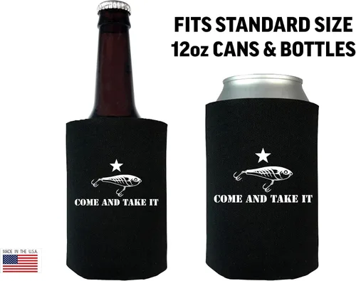 Vista 3 de Rogue River Tactical Funny Fishing Come and Take It Lure Joke - Juego de 2 fundas plegables para botellas de cerveza