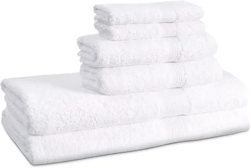 Vista 9 de Boston Linen Co. - Juego de 6 toallas de baño, 2 toallas de mano, 2 toallas de baño y 2 toallas faciales, 100% algodón de calidad hotelera, suave