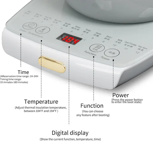 Vista 7 de Olla Eléctrica Saludable con Infusor y Olla para Guisar, Hervidor de Té Inteligente para Frutas Calientes, Control de Temperatura y Mantenimiento