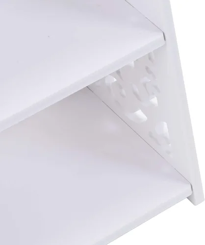 Vista 2 de Luqeeg Almacenamiento de zapatos, 3 niveles blanco hueco hacia fuera zapatero con 23.6 in de longitud, organizador de botas de almacenamiento