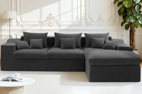 Vista 29 de Homguava - Sillones seccionales modulares para sala de estar, sofá de 101" en forma de nube con chaise en L, cómodo sofá de sala de estar