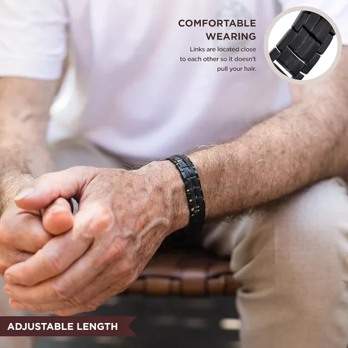 Vista 4 de HOLVIST Pulsera magnética para hombres y mujeres 4000 Gauss Pulseras magnéticas para hombres y mujeres Viene con longitud ajustable, herramienta