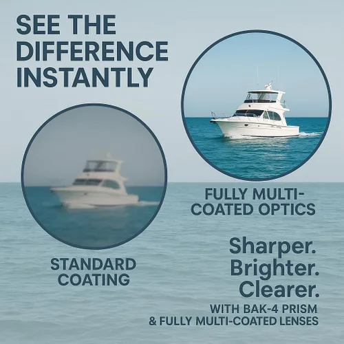 Vista 7 de BARSKA Deep Sea Marine Binoculars – 7x50 Waterproof Floating Binoculars with Internal Compass & Rangefinder for Boating, Sailing, Fishing, Hunting