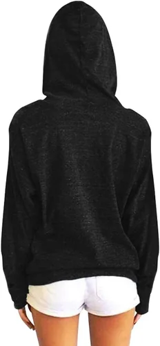 Vista 2 de Muicy - Sudaderas con capucha para mujer, estilo mamá osa, casual, de manga larga, con bolsillos Negro