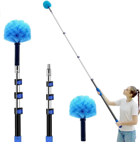 Vista 8 de MAYKI Plumeros de Alto Alcance de 20 Pies para Limpieza 5 PCS, Plumeros para Ventiladores de Techo con Poste de Extensión, Plumero para Telarañas