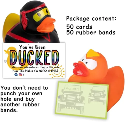 Vista 4 de You've Been Ducked, etiqueta de pato de pato, tarjeta de juego de patito de pato, tamaño de tarjeta de visita de 3.5 x 2 pulgadas, diseño de fondo