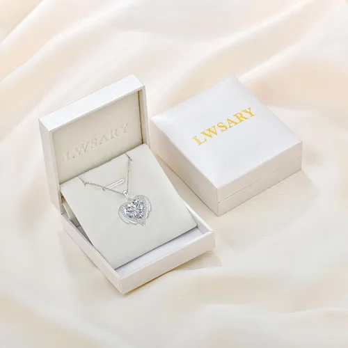 Vista 6 de Lwsary Angel Wings necklace for Women 925 Sterling Silver Heart Birthstone Anniversary Birthday Gifts for Women Girls Wife Mom