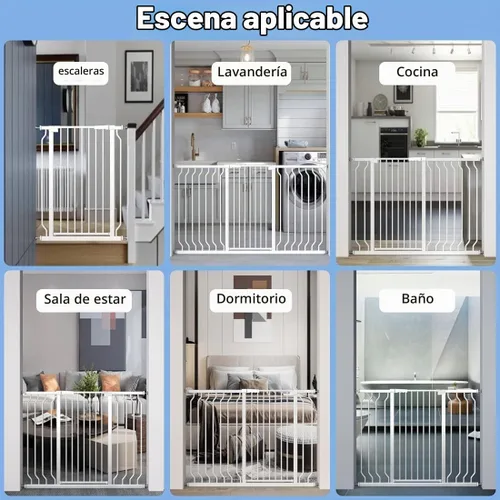 Vista 6 de WAOWAO Puerta extra alta para mascotas para perros y bebés, de 40.55 Blanco