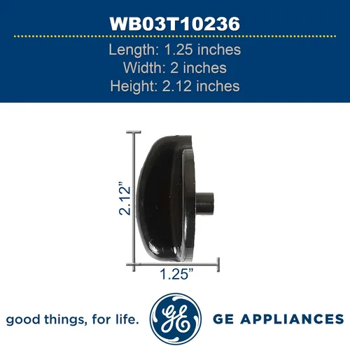 Vista 5 de GE WB03T10236 Perilla de control OEM genuina (negra) para estufa / horno / estufa GE
