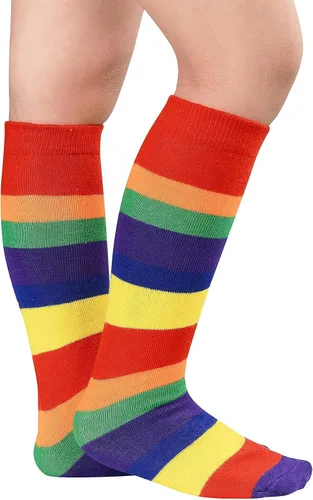 Vista 2 de Zando Calcetines deportivos de algodón con tres rayas para niños y niñas, uniforme de tubo, lindo tubo hasta la rodilla