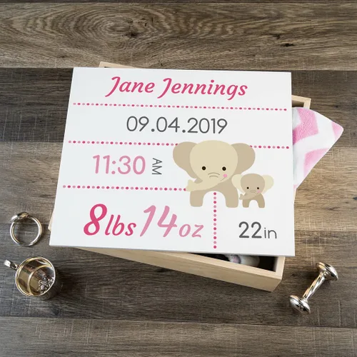 Vista 23 de DIBSIES Caja de recuerdos personalizada para bebé (grande, elefantes azules)