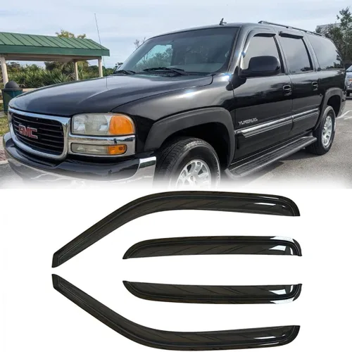 Vista 18 de Viseras laterales cromadas para ventana, deflector de ventilación de viento para Chevry Colorado/GMC Canyon Crew Cab 2004-2012, 4 piezas de montaje