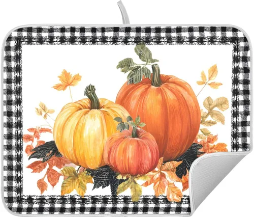 Vista 12 de Tapete de secado de platos de hojas de otoño y girasol, almohadilla absorbente de secado rápido, protector para encimera de cocina, 16 x 18 pulgadas