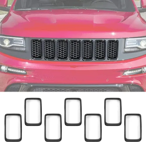 Vista 5 de JeCar Kit de embellecedores de parrilla con clip para Jeep Grand Cherokee 2014-2016, color negro
