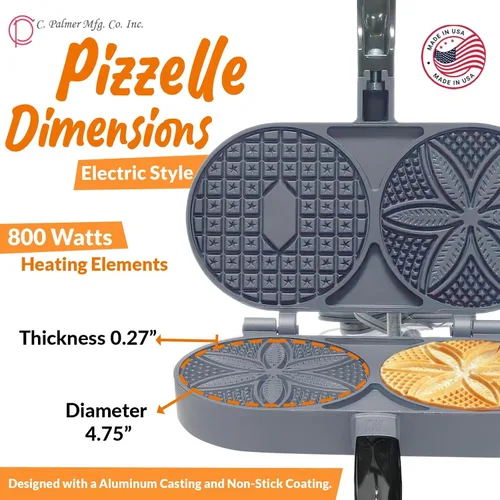 Vista 4 de C. Palmer Mfg. Original Pizzelle Maker, antiadherente, modelo 1000T
