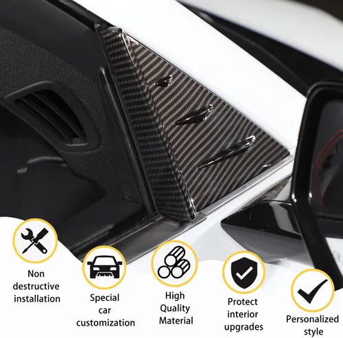 Vista 4 de Cubierta triangular para ventana delantera compatible con Chevrolet Corvette C8 Stingray Sports 2020 2021 2022, calcomanías de cubierta de alerón
