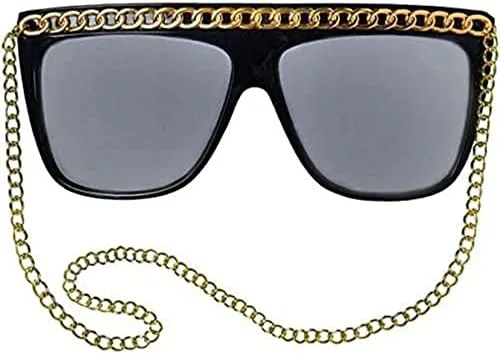 Vista 2 de Elegantes gafas negras con cadena dorada, (1 pieza), accesorio de fiesta de alta calidad, perfecto para uso diario y ocasiones especiales