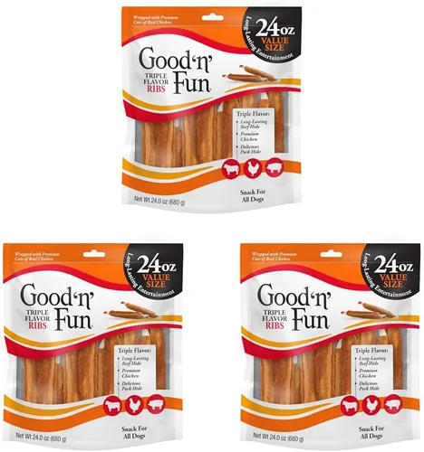 Vista 11 de GOOD 'N' FUN Ribs - Golosinas para perros de larga duración hechas