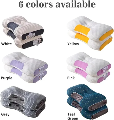 Vista 3 de Almohada de cama suave, 2 unidades, almohada ergonómica de contorno para protección del cuello, funda de almohada lavable y transpirable