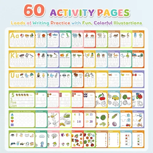Vista 3 de Fabeto Actividades de aprendizaje preescolar Libro de trabajo educativo: Libro de seguimiento de práctica de escritura a mano de prek - Juguetes