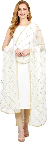 Vista 12 de Chandrakala Dupatta de gasa para mujer, chal bufanda envolvente Chunni (D238-P)