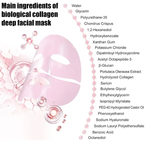 Vista 6 de Máscara facial de colágeno: mascarilla facial hidratante de hidrogel durante la noche, adecuada para el cuidado delicado de la piel de las mujeres