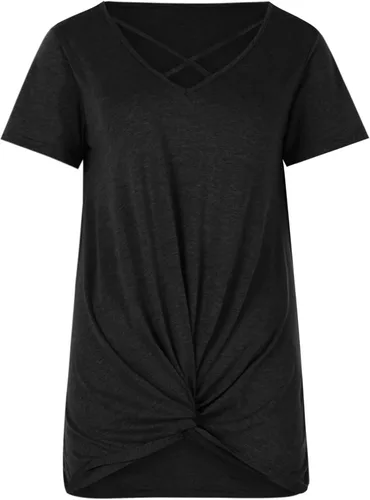 Vista 4 de Blusas Manga Corta para mujer, camisetas lisas con cuello Redondo Camiseta Moda Verano 2023, ropa Playa holgada para mujer