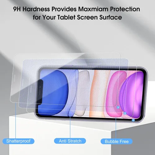 Vista 2 de Qularlans Paquete de 3 protectores de pantalla de vidrio templado compatibles con iPhone 11/XR, dureza 9H, resistente a los golpes, vidrio templado