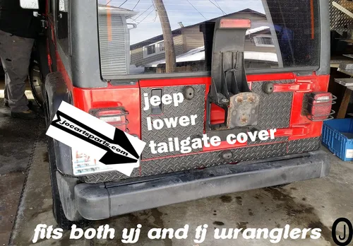 Vista 6 de Se adapta a Jeep Wrangler negro diamante placa inferior trasera cubierta cubierta para Yj o Tj