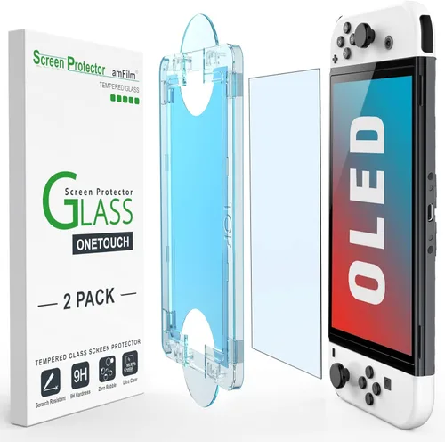 Vista 8 de amFilm Protector de pantalla OneTouch de alineación automática para Nintendo Switch 2 [7.9 pulgadas] Vidrio templado 2025, accesorios, instalación