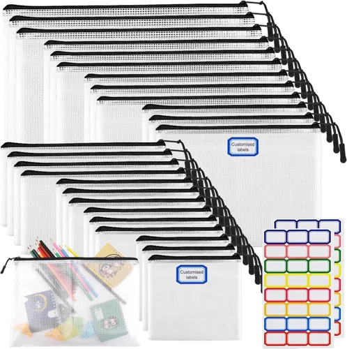 Vista 10 de 24 bolsas de malla con cremallera, bolsas de almacenamiento de rompecabezas, A3 de 17 x 12 pulgadas, grandes bolsas reutilizables con cremallera