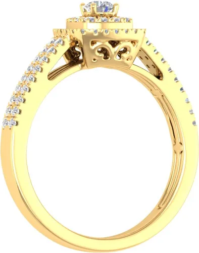 Vista 2 de FINEROCK Anillo de diamantes de doble halo de 12 quilate en oro de 10 quilates