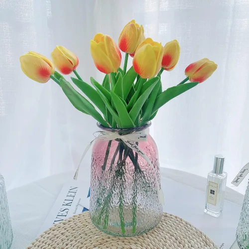 Vista 2 de UKELER Tulipanes artificiales a granel, 24 piezas de corona de bricolaje de tacto real, flores de tulipán artificiales para el hogar, cocina, boda